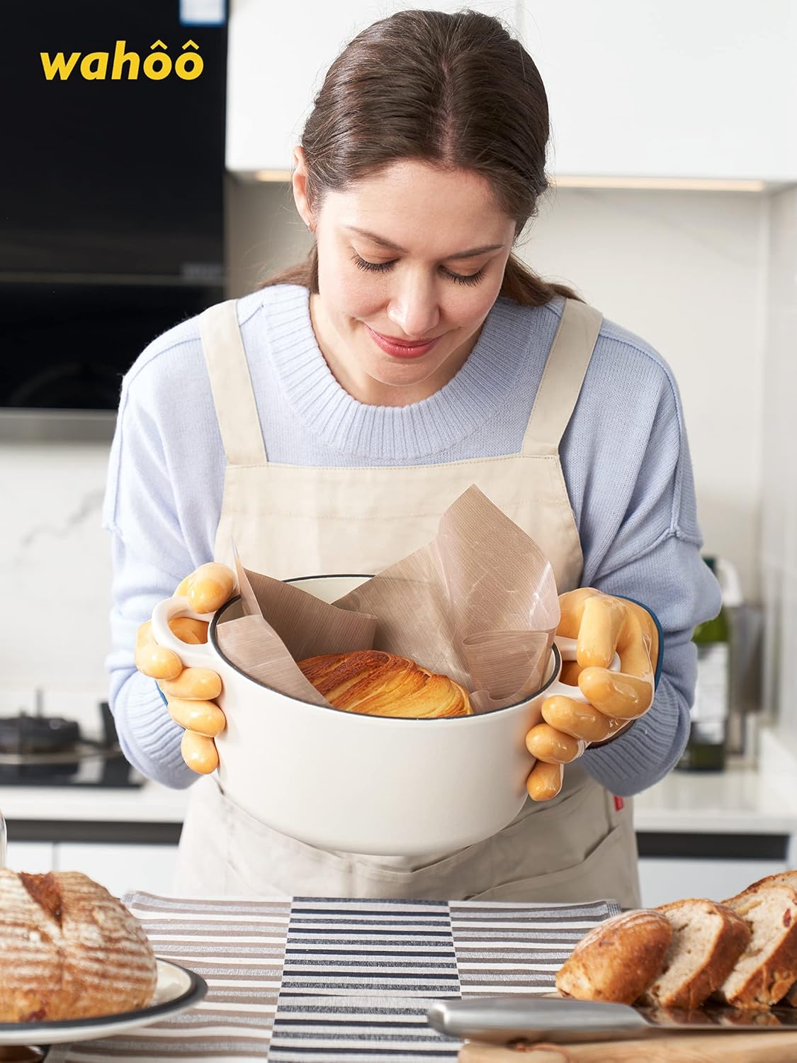 LANON Protection Wahoo Liquid Silicone Smoker Oven Gloves, Food-Contact Grade, Heat Resistant Gloves for Cooking, Grilling, Baking, Yellow, L/9