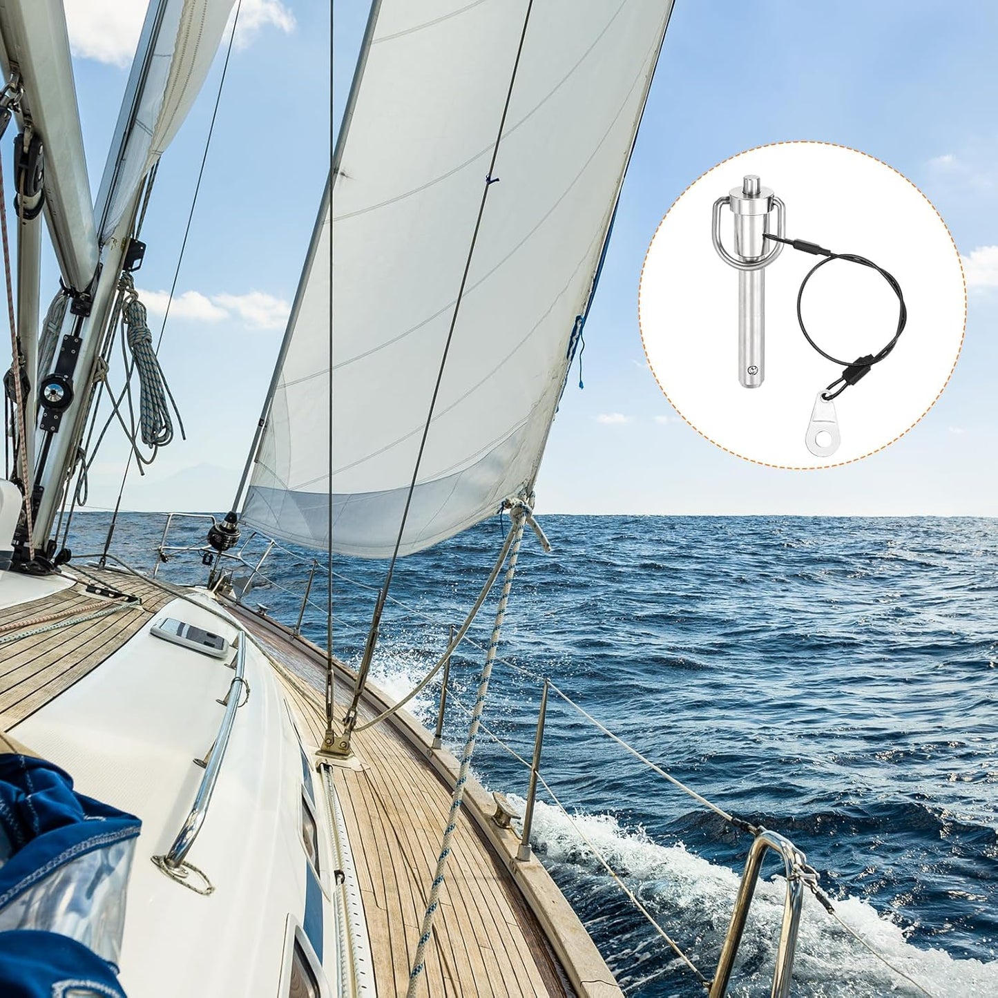 uxcell 2 Pcs Quick Release Pin, 3/8" x 1.5"(Dia. x L) Push-Button Ball Locking Pin 304 Stainless Steel Ring Handle Locking Pin with Wire for Audio Bimini Top Marine, Silver