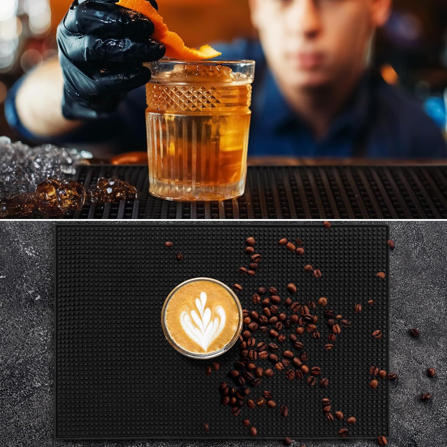 Tioncy 6 Pcs Bar Mat for Countertop 6 x 12 Inch, 18 x 12 Inch, 24 x 12 Inch Non Slip Rubber Mat Service Spill Cocktail Bartending Coffee Bar Mats for Hot Dishes Restaurants Barbershop Hot Pads, Black