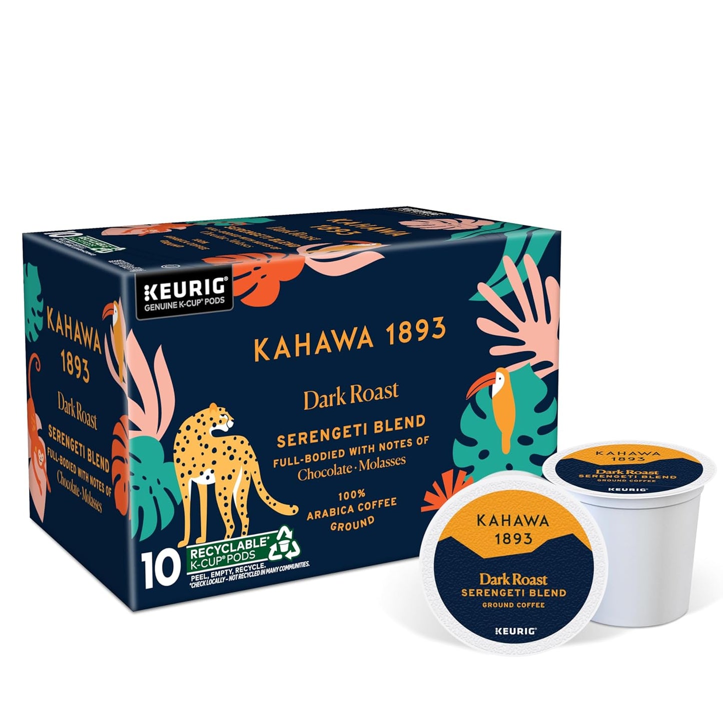 Kahawa 1893 Variety Pack Coffee K-Cup Pods - Safari & Serengeti Blend (40 Count) - As Seen on Shark Tank, 2 Boxes Medium Roast + 2 Boxes Dark Roast, Ethically & Sustainably Sourced