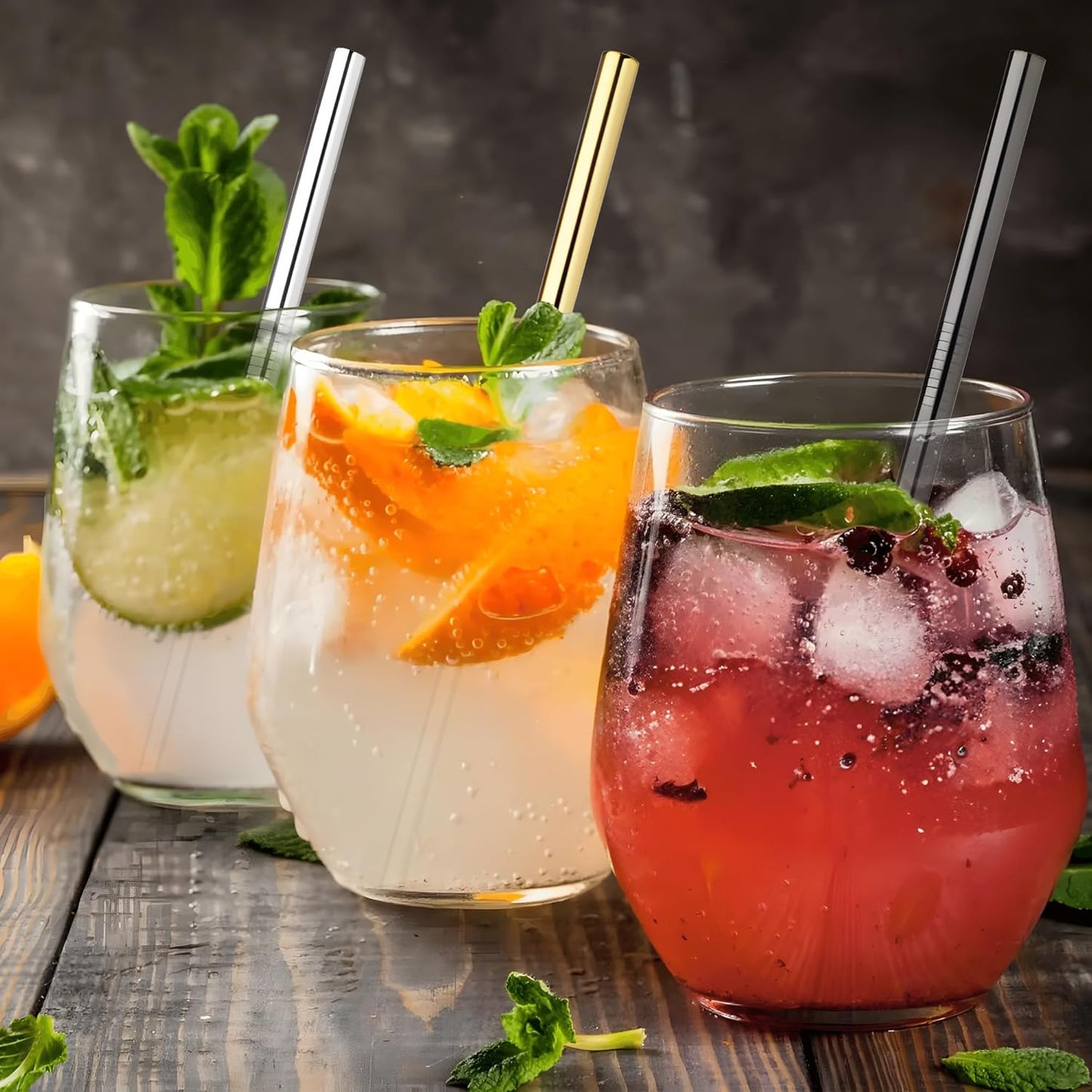 6 Pack 12 Inch Metal Stainless Steel Reusable Straight Straw,with 6Silicone Tips and 2Cleaning Brush,for 40oz Stanley, Hydrapeak, Owala Tumbler,Simple Modern 32 40oz Tumbler(8mm 3S3B)