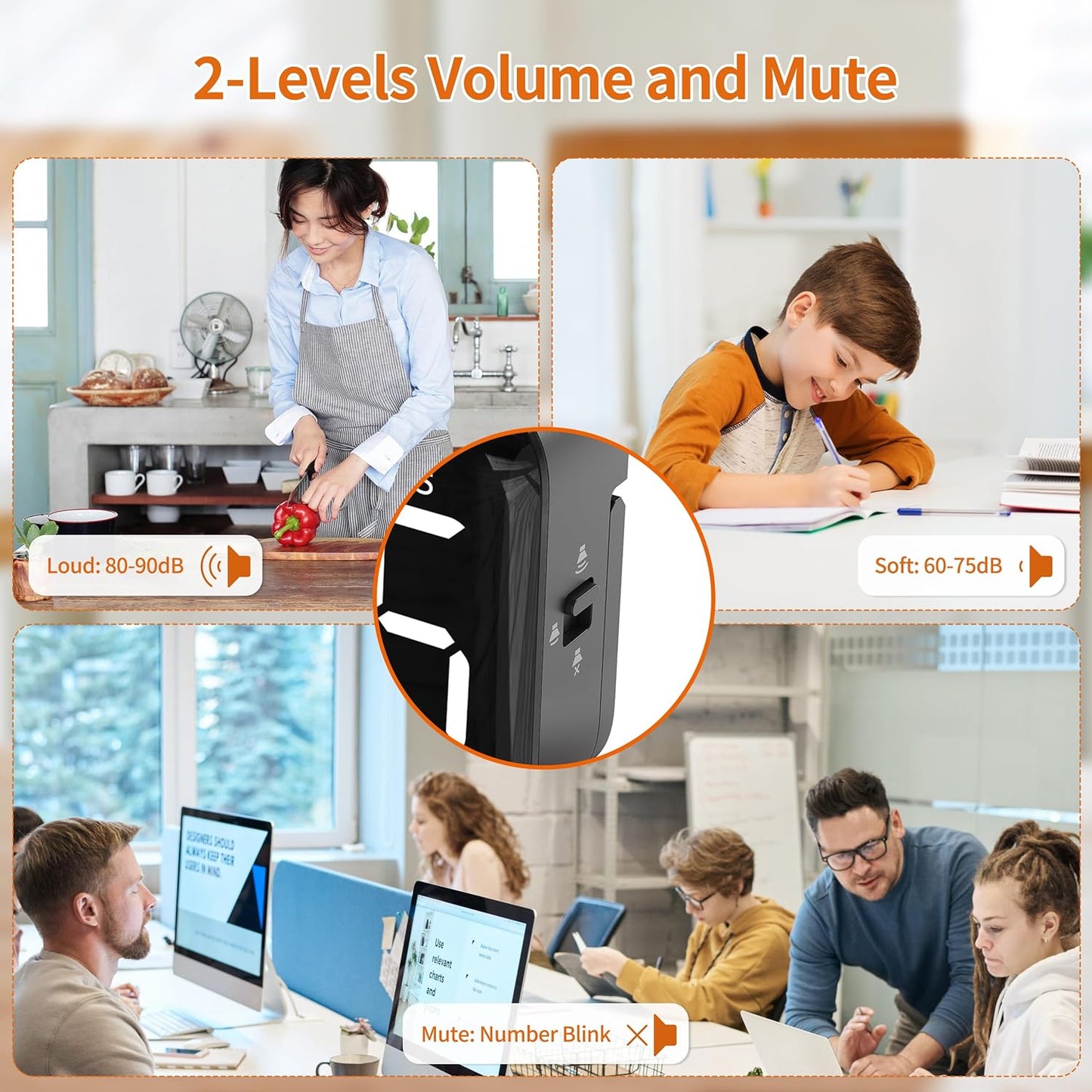 VOCOO Magnetic Kitchen Timer for Cooking with Count Up Countdown, Digital Timer Battery Powered with Large Display, 2 Brightness and Volume Levels for Classroom, Teacher, Kids (Dark Black)