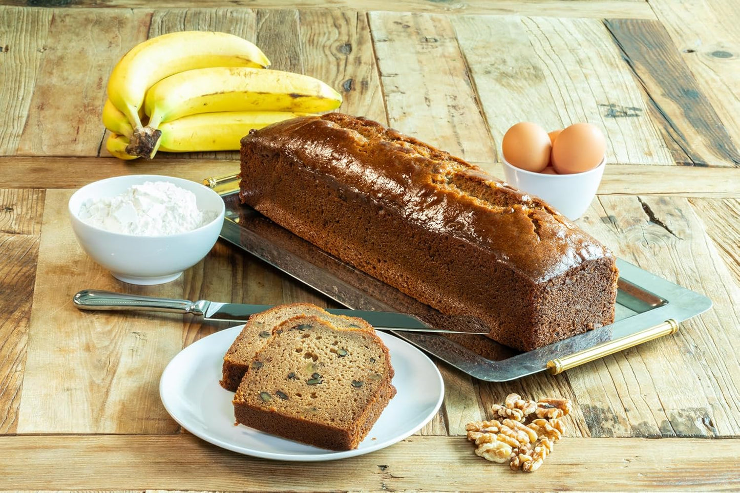 Nadel - Naturally Delicious Banana Nut bread, 24 Pack, Fresh Bananas, Crunchy Walnuts, Lunch snack breakfast bars Natural fresh brand, Cake Slices