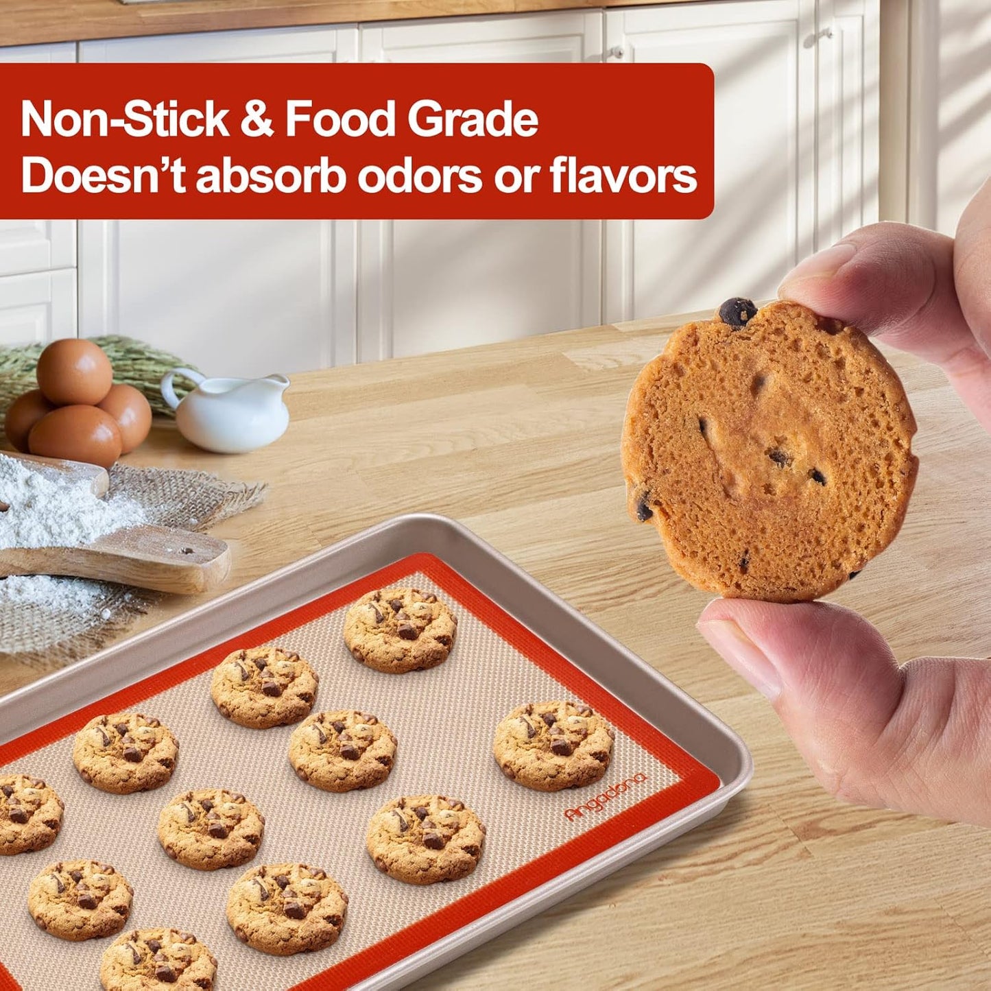Silicone Baking Mat Set of 6, Easy Clean & Non-Stick Food Grade Reusable Baking Mat, Silicon Baking Mats Oven Liner Sheet, Round & Square Cake Mat, Pastry Board Rolling Dough Mats for Macaron Cookie