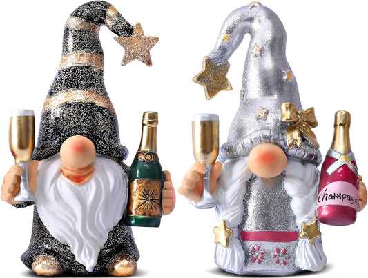 Champagne Gnomes Christmas Decorations for Home Party Gnomes Figurines Wine Bar Decor Gnomes Gifts for Women Champagne Birthday Wedding Party Decorations