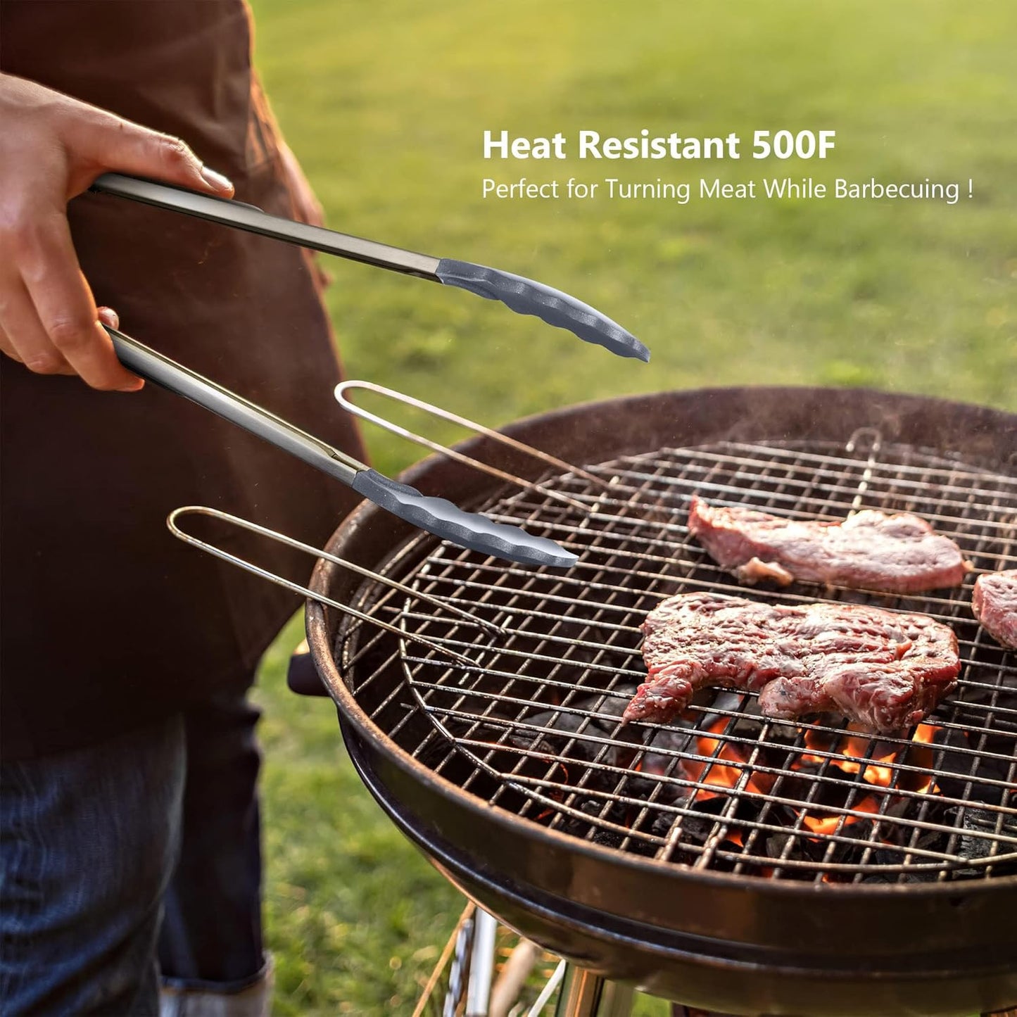 Silicone Spatulas Set Turners Tongs Cooking Utensils Set High Heat Resistant Kitchen Scraper Spatulas for Cooking Mixing Baking BPA Free Dishwasher Safe, Grey