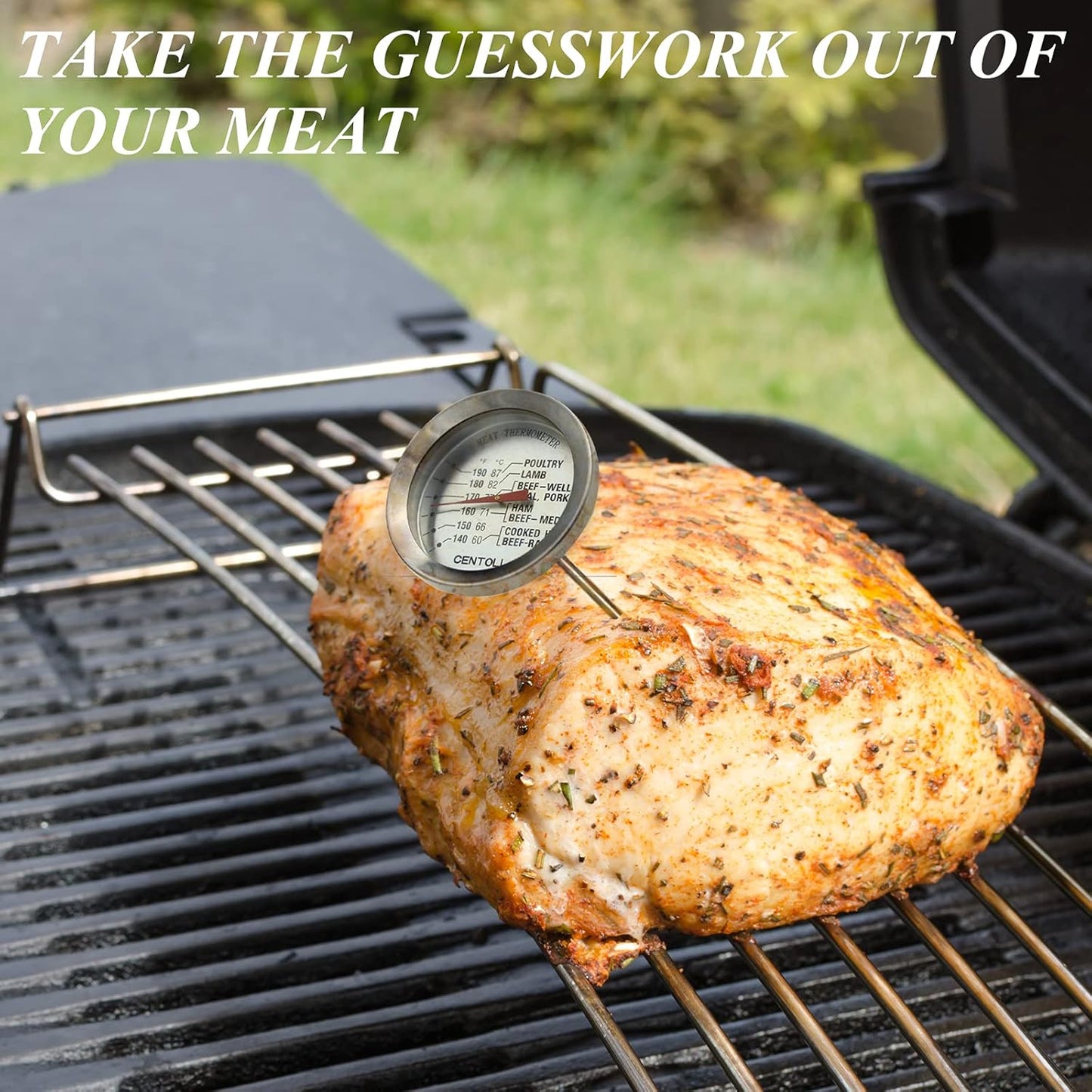 Meat Thermometer Oven Safe, 2 Pieces Dishwasher Safe Meat Thermometers for Cooking and Grilling, 2.12'' Stainless Steel Cooking Thermometer for Meat (No Battery Required)