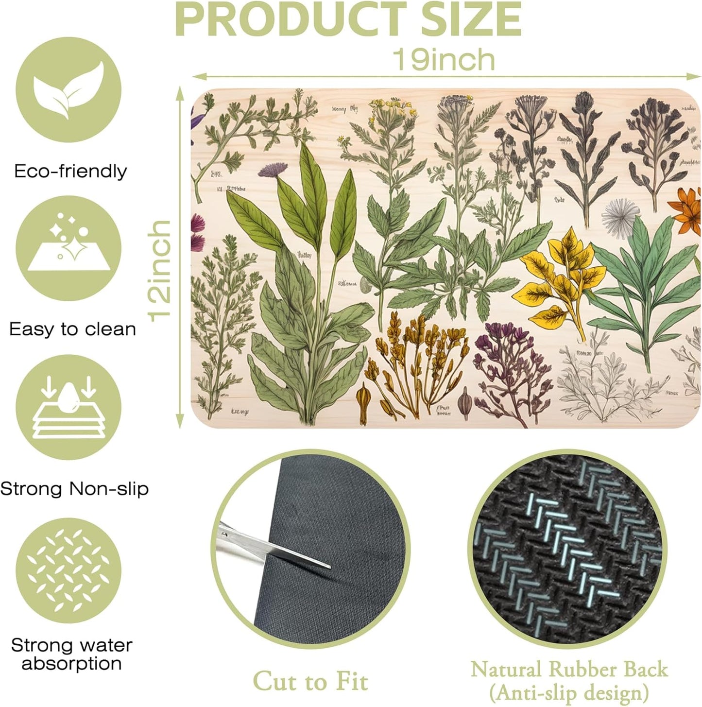 Dish Drying Mat Vibrant Bouquet of Spring Flowers Kitchen Mat 12"x19" Bsorbent Coffee Maker Mat for Dishes,Utensils Coffee Maker Pots and Pans Easy Clean Dish Slip Resistant Pad