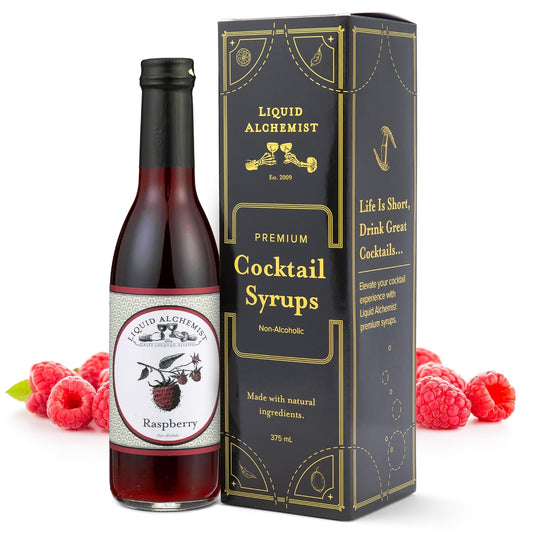Liquid Alchemist Raspberry Syrup for Drinks - Real Ingredients Make the Perfect Summer Cocktail or Margarita Mix - Our Raspberry Cocktail Syrup is Non-GMO & Vegan (12 oz)