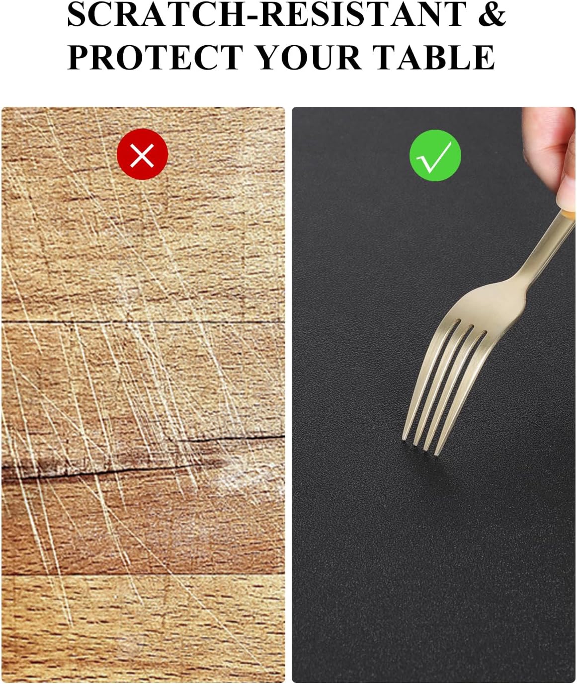 Black Plastic Table Cover Protector, 24" x 48" Waterproof Easy Flat PVC Desk Pad Mat, 1.5mm Thick Rectangle Vinyl Table Top Protector for Dining Room Table, Office, Dresser
