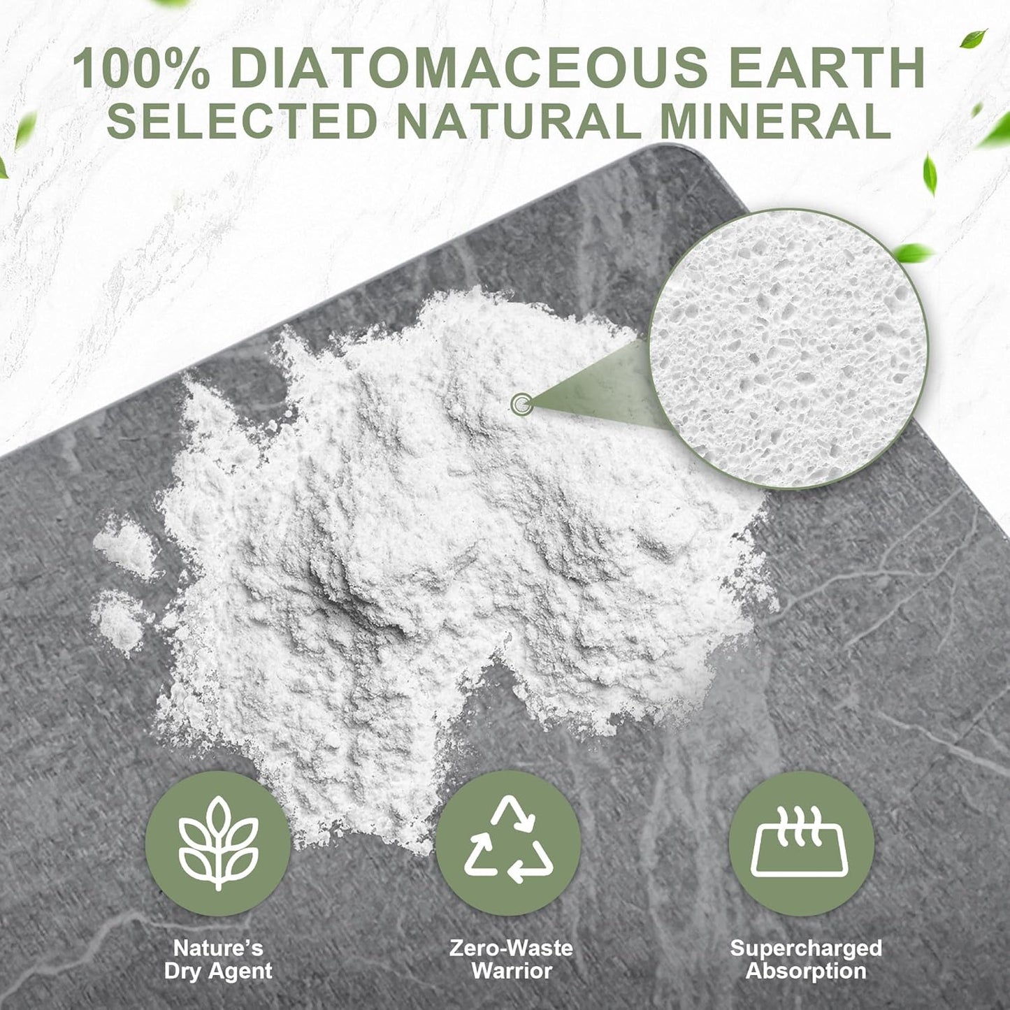 Large Stone Drying Mat for Kitchen Counter, 24" × 16" Diatomite Dish Drying Mat, Quick Dry Stone Mats, Ultra Absorbent Natural Diatomaceous Earth Mats for Dished, Bottles, Black Marble