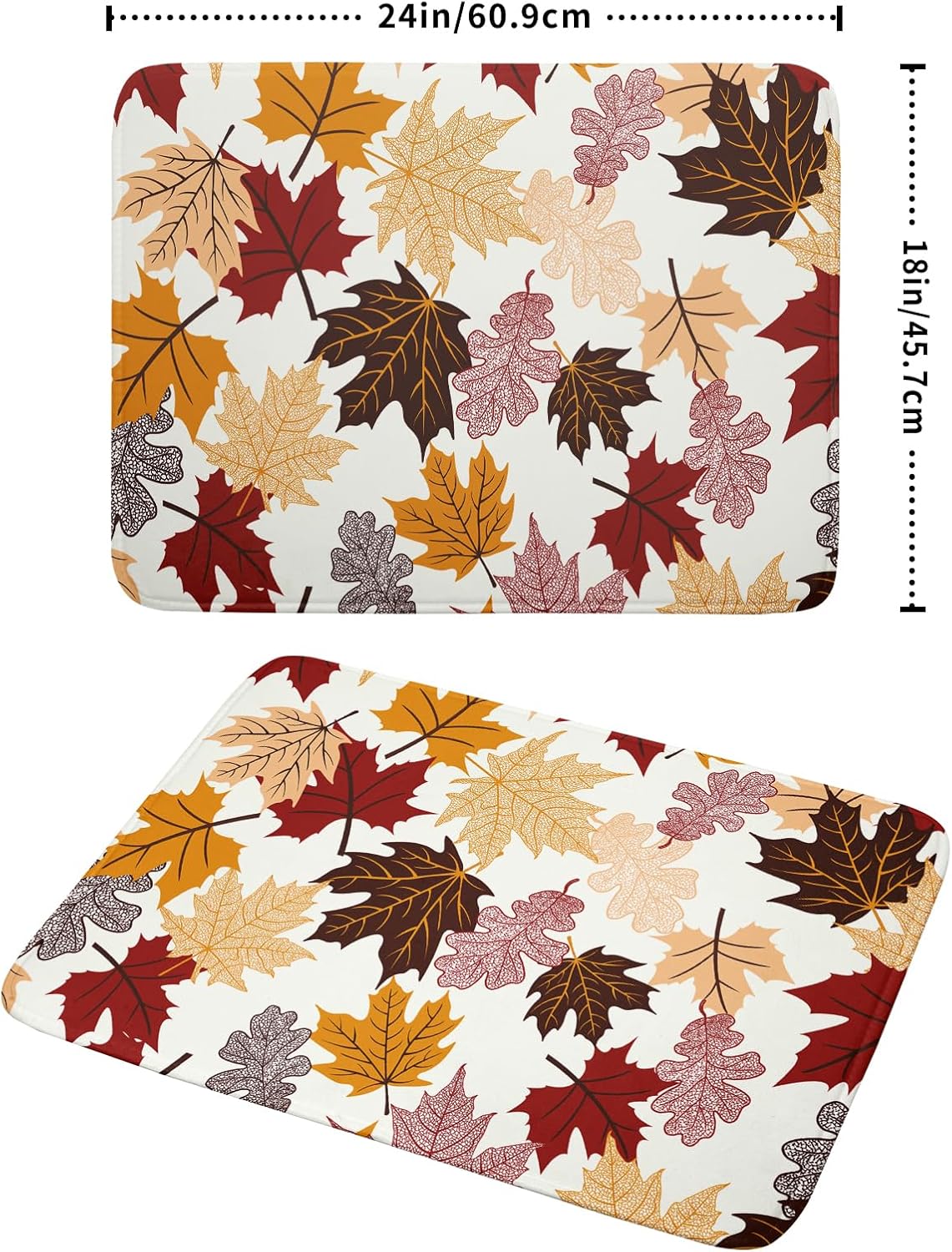 Giwawa Maple Leaf Dish Drying Mat Large 18x24 inches Fall Autumn Colorful Leaves Dish Drainer Mats Thanksgiving Decorative Fast Drying Reversible Absorbent Dish Drying Pad for Kitchen Countertop