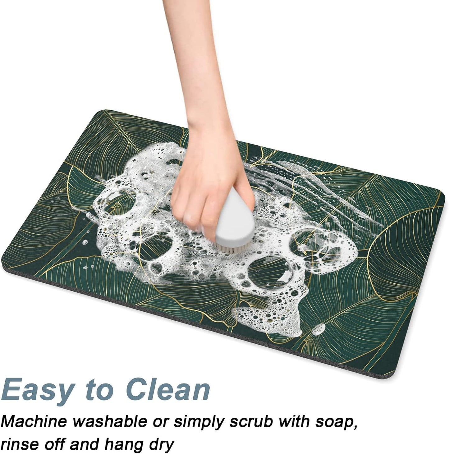 Rnivvi Coffee Mat, 12" x 19" Cute Tropical Theme Coffee Bar Mats for Espresso Machine Station Accessories and Organizer, Hide Stain Rubber Backed Absorbent Dish Drying Pad for Kitchen Counter, Palm