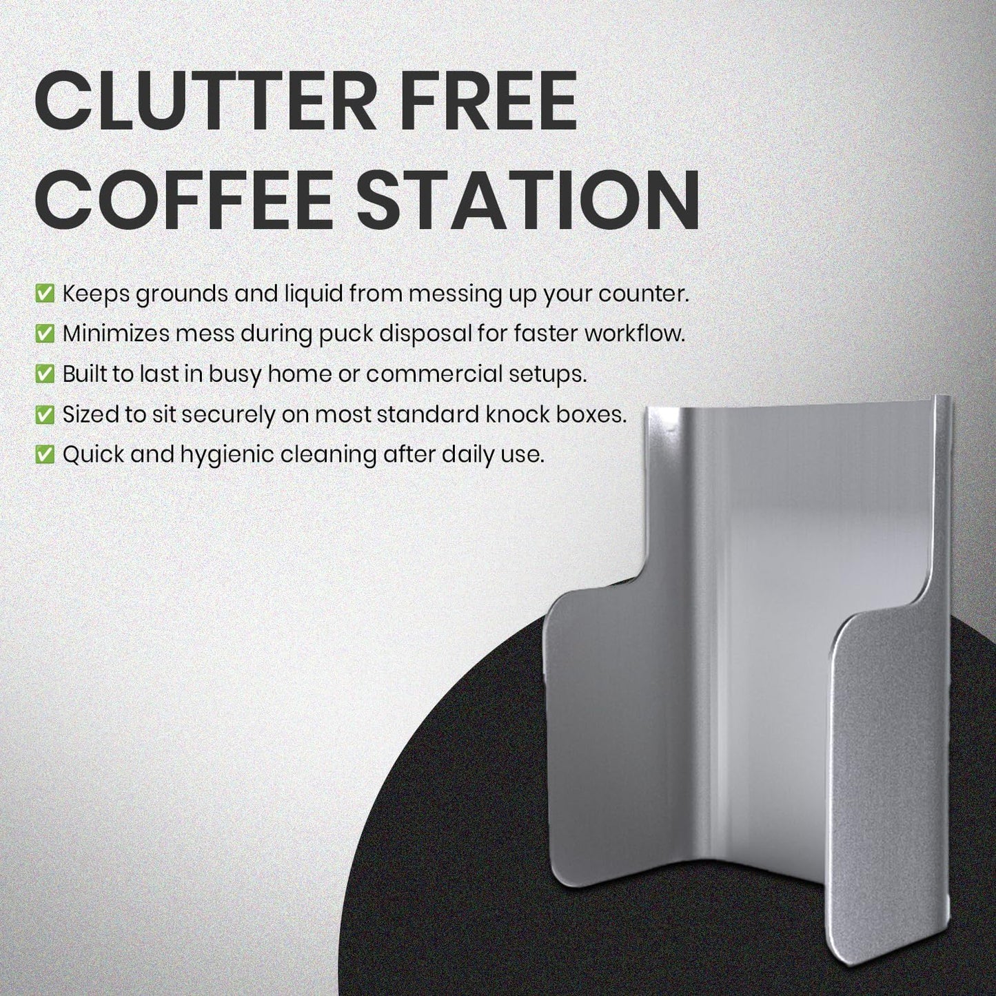 Rattleware Stainless Steel Espresso Knock Box Splash Guard for Home, Cafe, Restaurant, Hotel - Coffee Splash Guard Accessory for Baristas, Dishwasher Safe, Home Espresso Stations