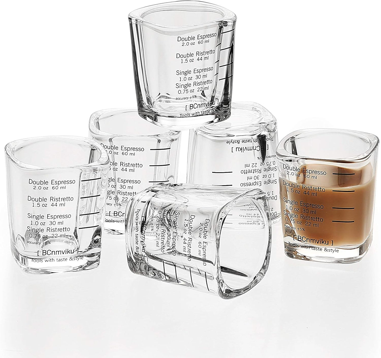 Espresso Shot Glass Liquid Heavy Sturdy Glass Shot Glasses Measuring cup Wine Glass 6 Pack 2oz/60ml By BCnmviku (Sturdy 6Pack)