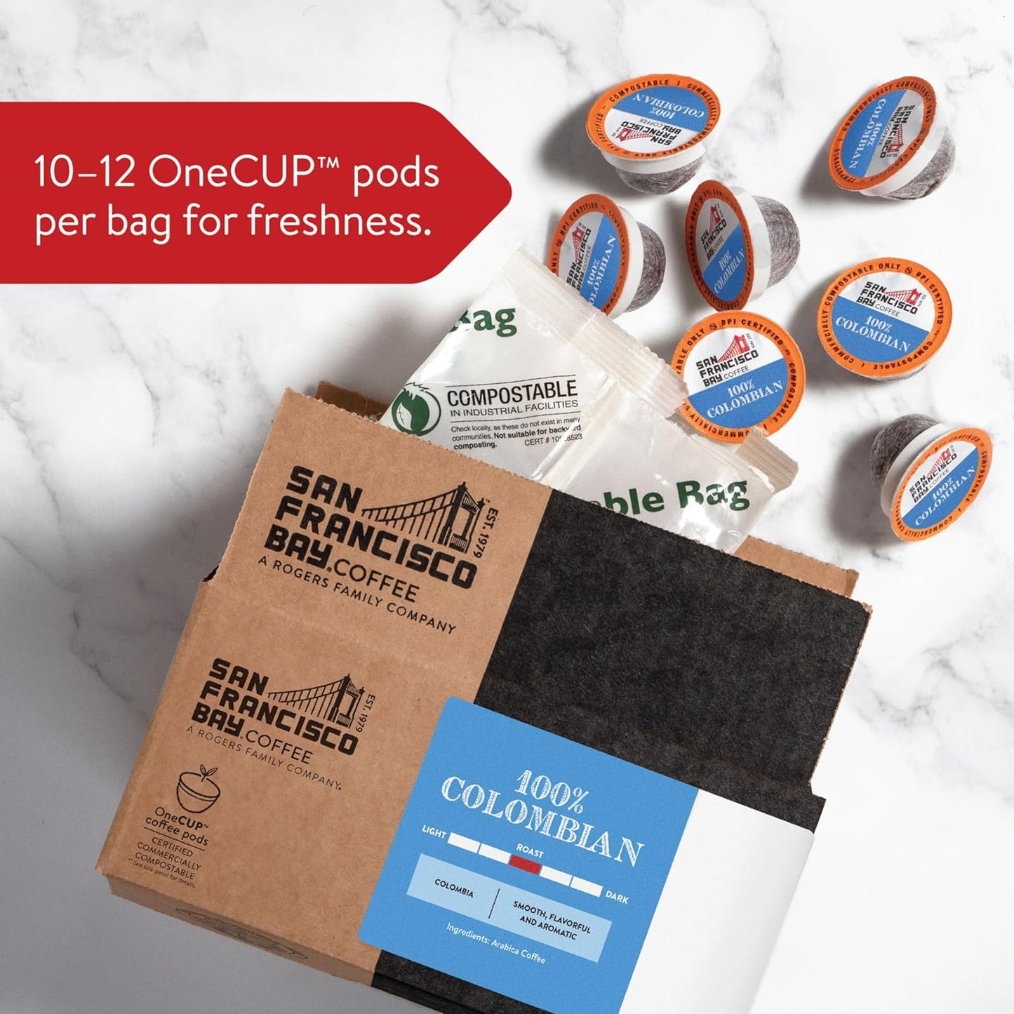 San Francisco Bay Compostable Coffee Pods - 100% Colombian (36 Ct) K Cup Compatible including Keurig 2.0, Medium Roast