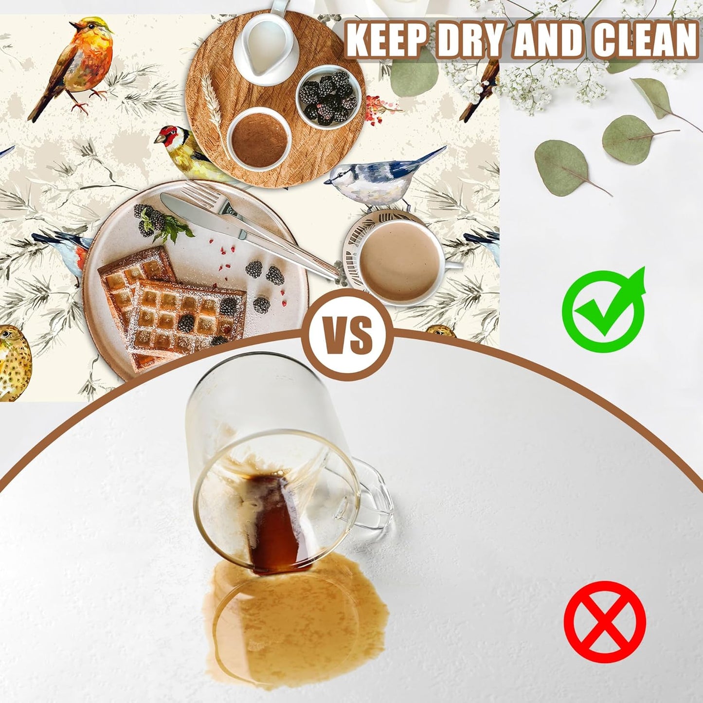 Cute Birds Coffee Mat Absorbent Dish Drying Mat for Kitchen Counter Hide Stain Rubber Backed Coffee Bar Accessories Fit Under Espresso Machine Cafe Table, 11.8 x 19.7 Inch