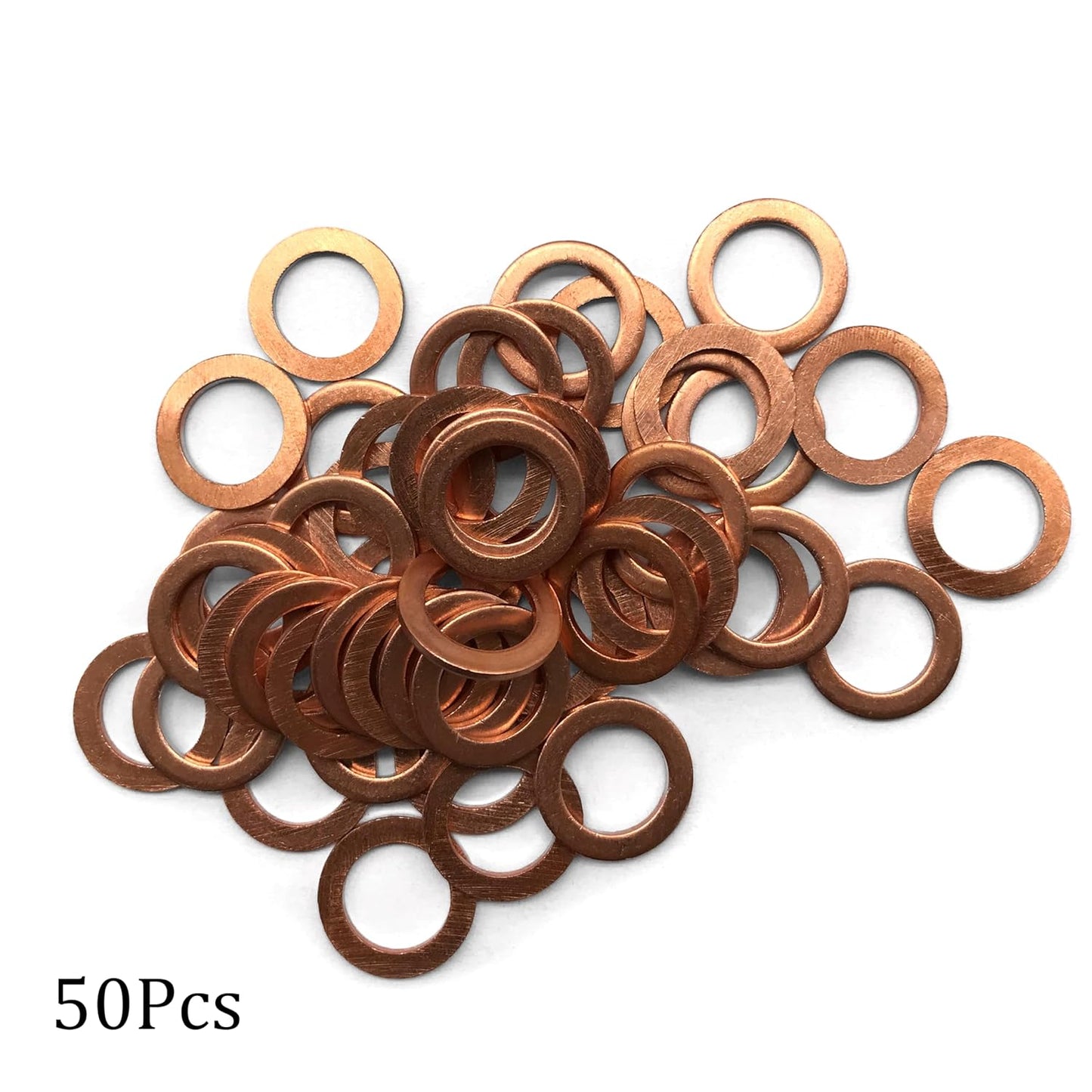 M12 Flat Washer Copper Sealing Ring, 12mm ID 18mm OD 1.5mm Thickness Metric Sealing Gasket, 50 Pieces