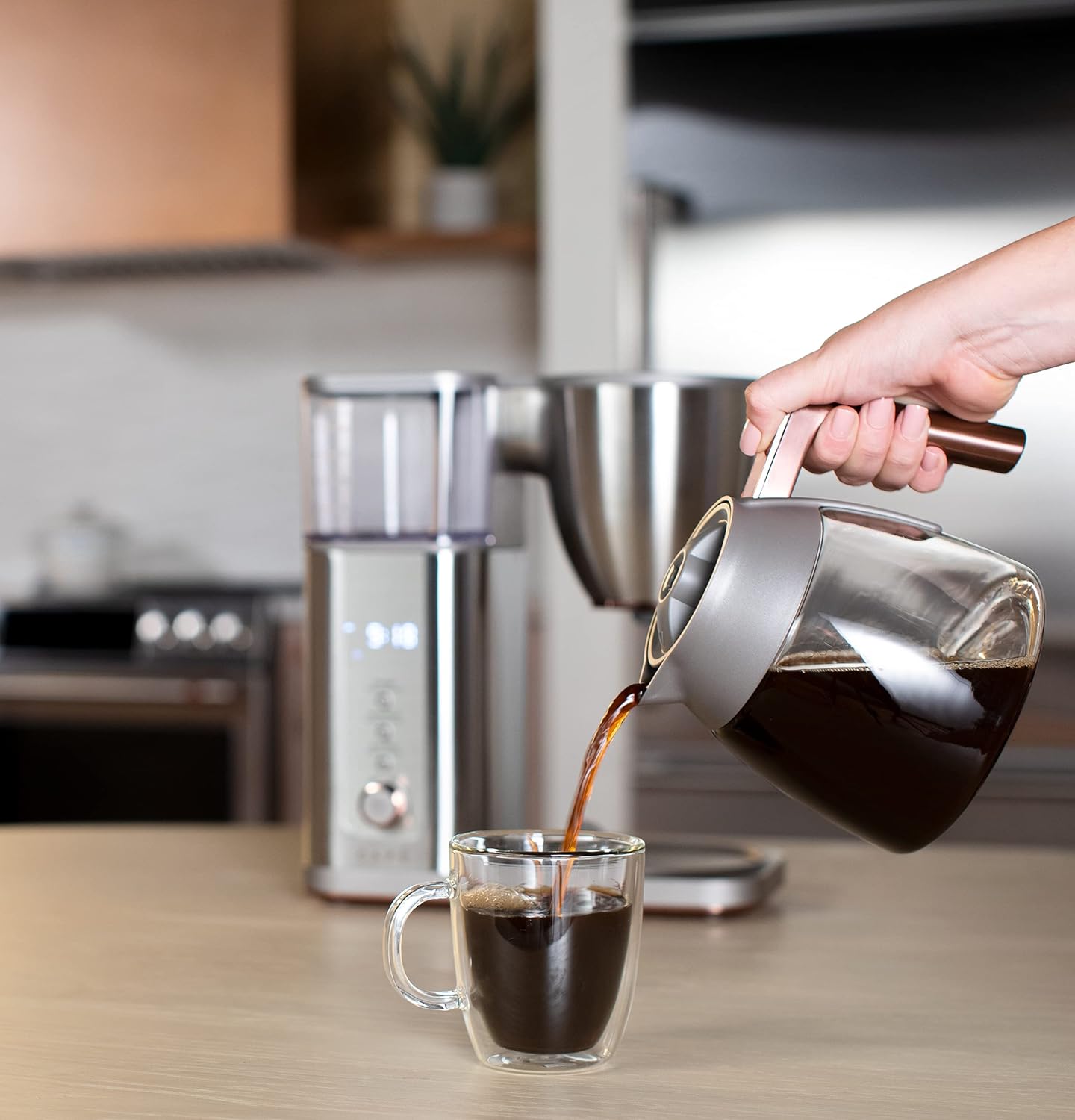 Café Specialty Drip Coffee Maker | 10-Cup Glass Carafe | WiFi Enabled Voice-to-Brew Technology | Smart Home Kitchen Essentials | SCA Certified, Barista-Quality Brew | Stainless Steel (Renewed)