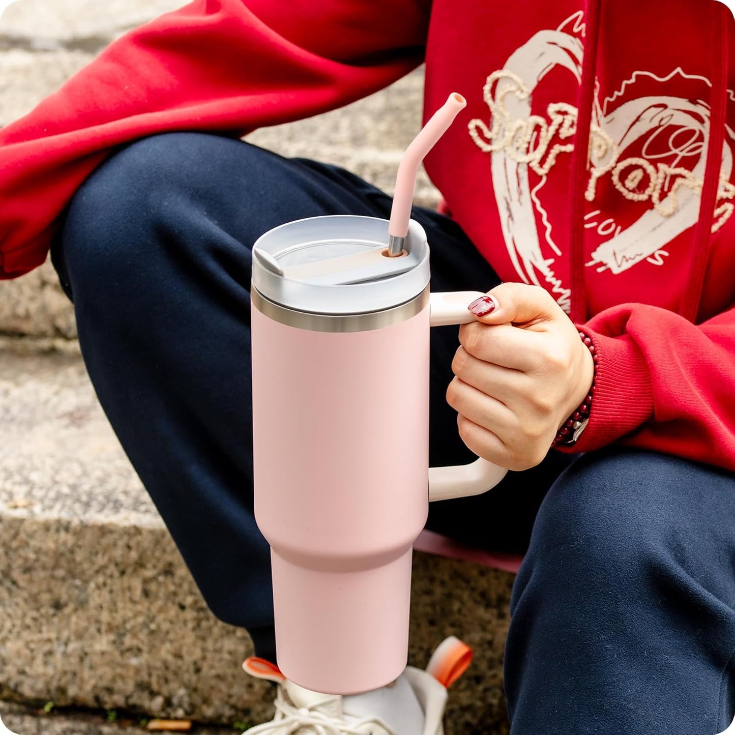 Snowfall Metal Straw for Stanley 40 OZ Cup, Long Reusable Stainless Steel Drinking Straws with Silicone Tip for Simple Modern 40 OZTumbler (Apple Green)