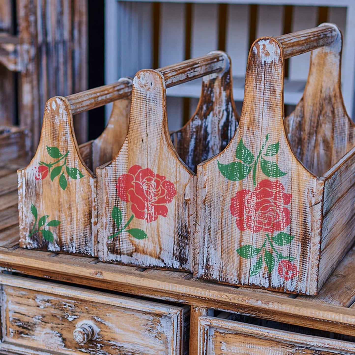 NAKLEO DIY Reusable Plastic Stencil - 15x21cm / 5.8” x 8.3” - Rose Flower Bloom - Art Craft Wall Painting Pattern Template Scrapbooking Decoupage - Fabric Furniture Wood