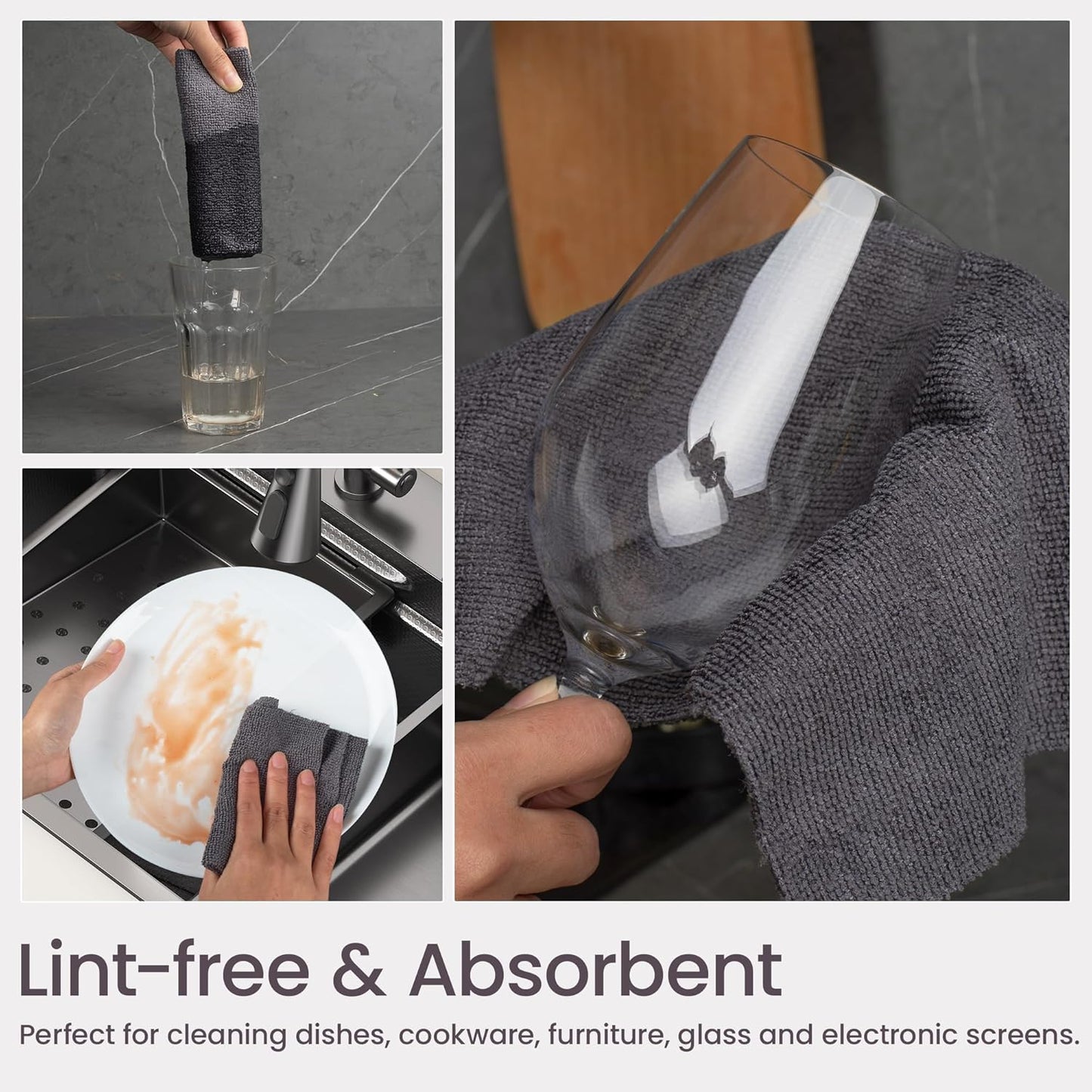 Greenfound Microfiber Cleaning Cloth Roll -80 Pack, 11.5x11.5, Tear Away Towels, Reusable and Washable Rags, Grey