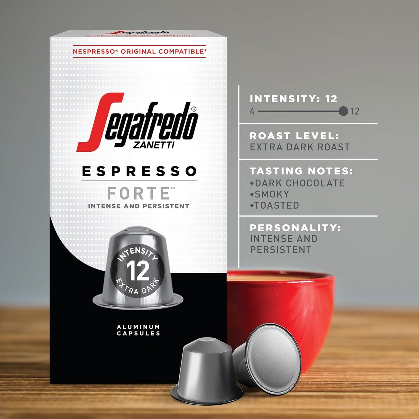 Segafredo Zanetti Espresso Capsules – Aluminum Pods for Nespresso Original Machines – Ovation & Forte Variety Pack Premium Espresso – Dark and Extra Dark Roast – Ovation & Forte, 10 Count (Pack of 4)