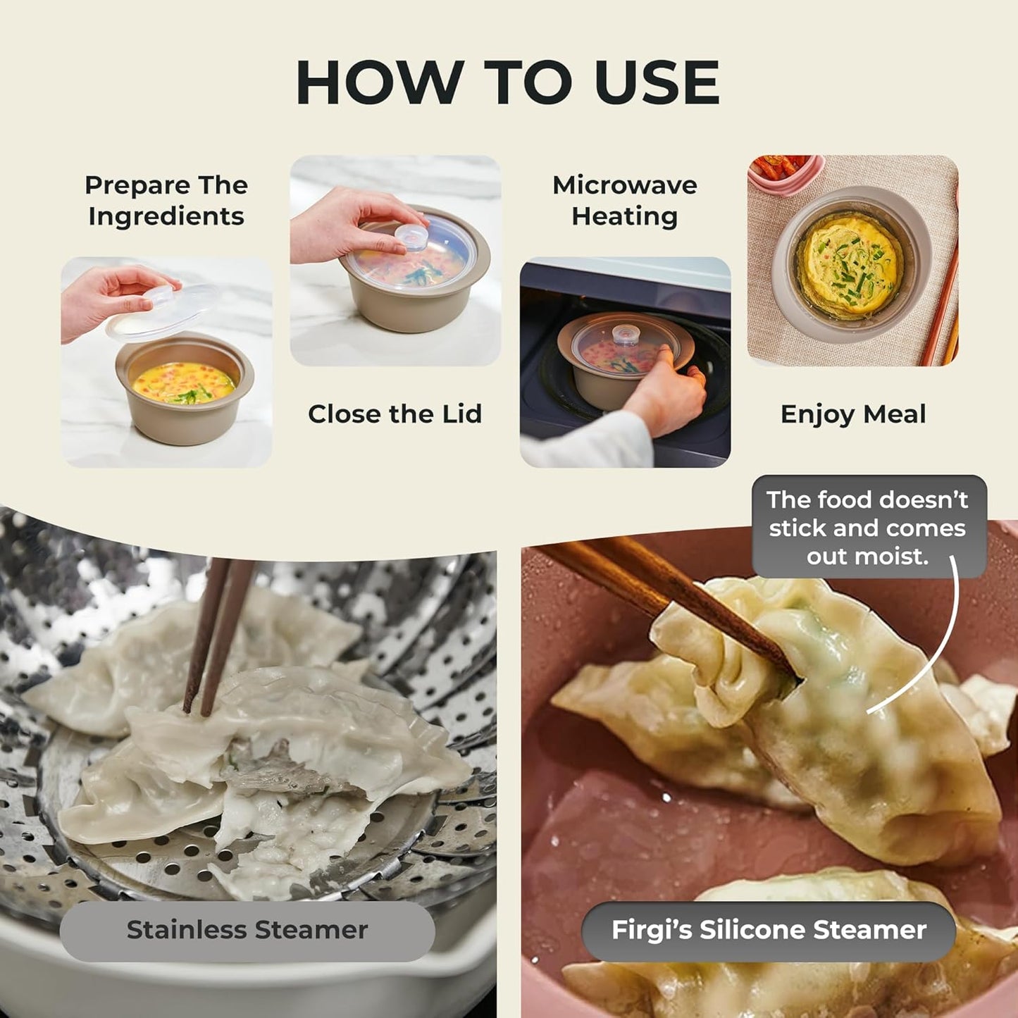 40oz Platinum Silicone Microwave Steamer Pot with Handle & Lid - Korea 100% Food-Grade Steamer Bowl, Heat-Resistant Cooker with Steam Holes, Easy Clean, Dishwasher Safe, Yellow