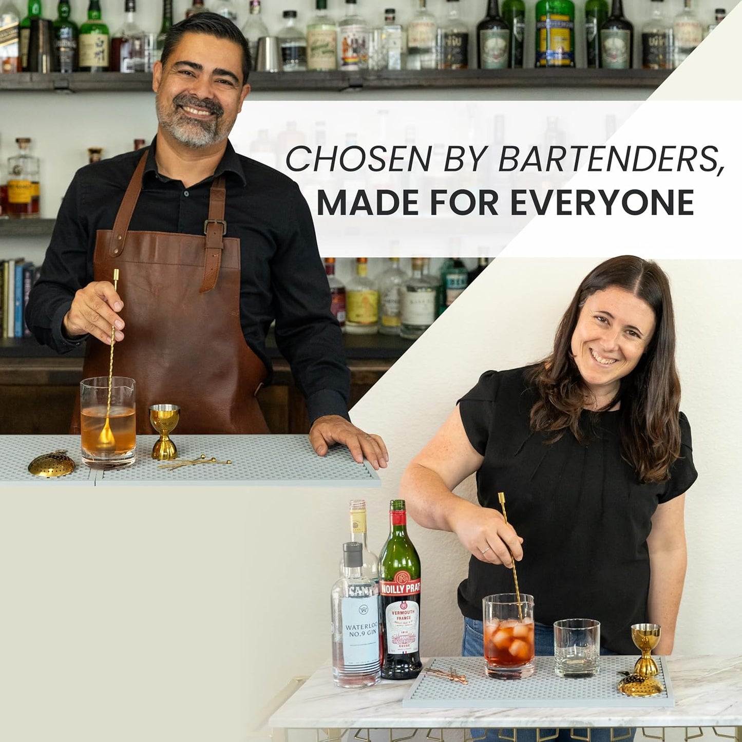 A Bar Above Bar Spoon Set, Spiral Handle, Stainless Steel Mixing Spoons for Cocktail Mixer Set, to Stir and Layer, Basic Professional or Home Bars Accessories (Gold, Spiral)