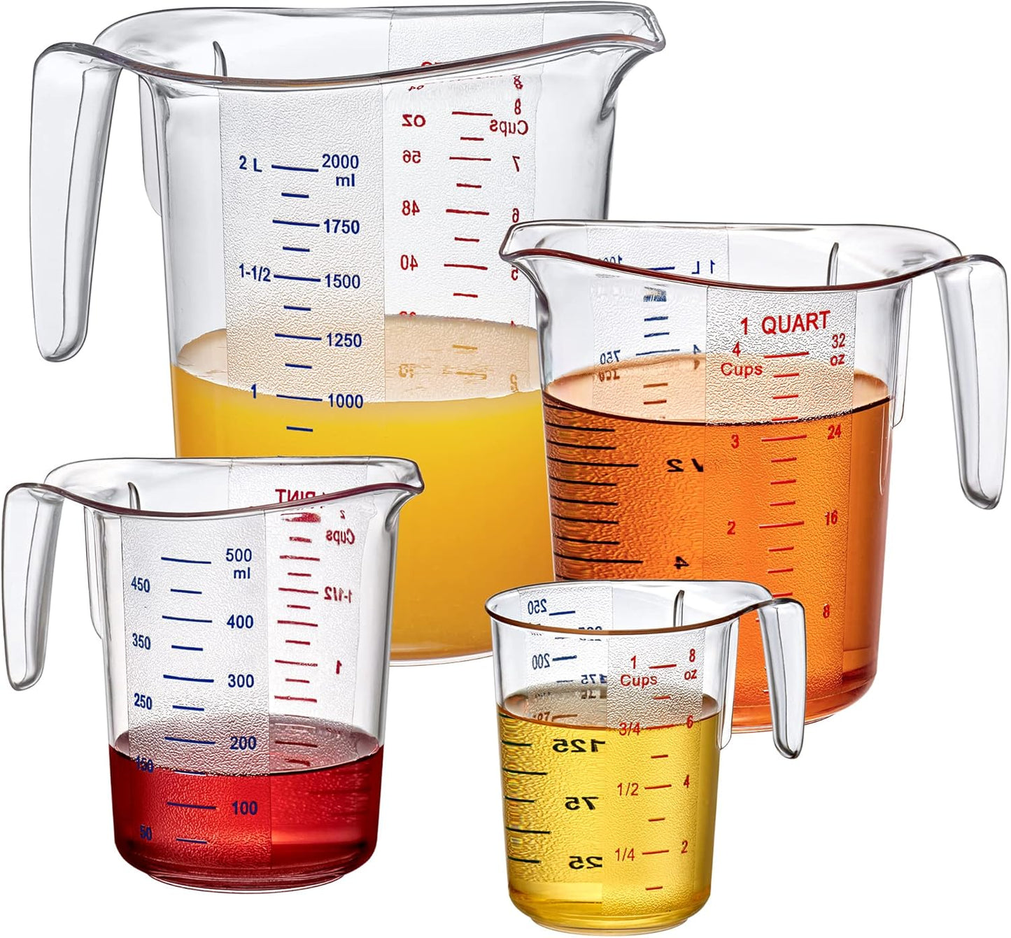 Amazing Abby - Melissa - Unbreakable Plastic Measuring Cups (4-Piece Set), Food-Grade Measuring Jugs, 1/2/4/8-Cup Capacity, Stackable and Dishwasher-Safe, Great for Oil, Vinegar, Flour, More