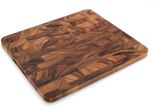 Ironwood Gourmet Oslo End Grain Utility Cutting Board, 14 x 16 Inches, Natural Acacia Wood