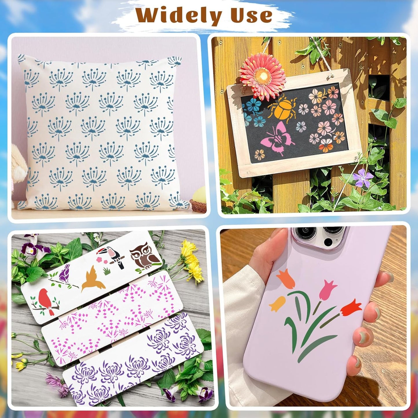 72 Pcs Botanical Stencils Set, Reusable Butterfly & Flower Painting Templates - Leaf, Dragonfly, Wildflower Nature Crafts Kit for Wall Murals, Fabric Art, Wood Signs, Kids Classroom Projects