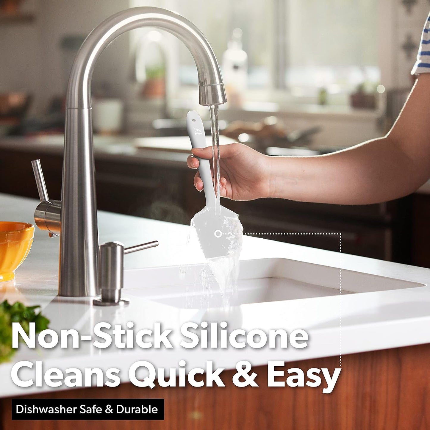 DI ORO Silicone Spatula Set - Rubber Kitchen Spatulas for Baking, Cooking, & Mixing - 600°F Heat-Resistant & BPA Free Silicone Scraper Spatulas for Nonstick Cookware - Dishwasher Safe (3pc, Stone)