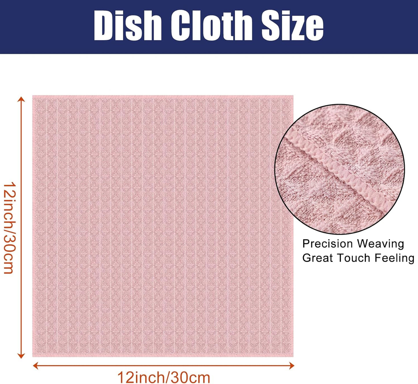 Homaxy Microfiber Waffle Weave Kitchen Dish Cloths, 12 x 12 Inch Ultra Absorbent and Solid Color Dish Towels for Kitchen Fast Drying Dishcloth for Washing Dishes, 8 Pack, Pink