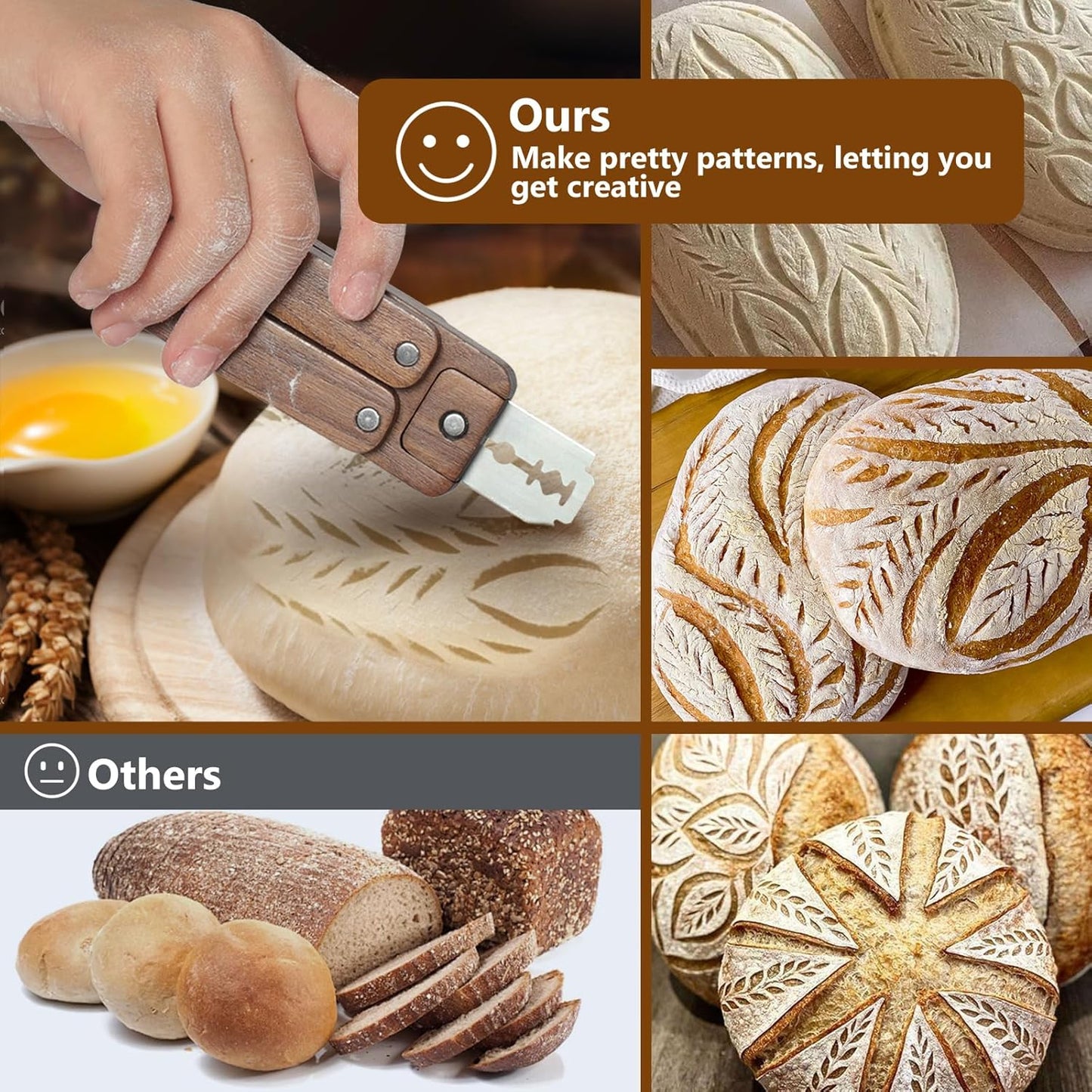 JSVER Bread Scoring Tool Professional Sourdough Scoring Tool, Magnetic Bread Lame Dough Scoring Tool, Wooden Handle Lame Bread Tool With 5Pcs Replaceable Blades For Homemade Bread