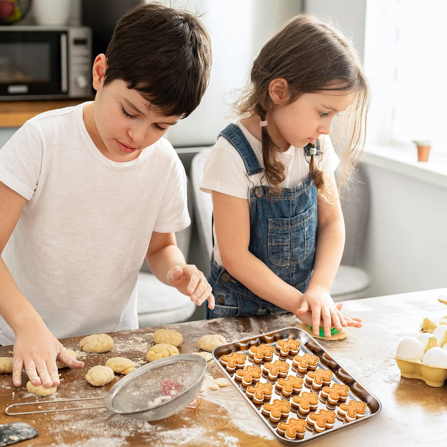 12 Pcs Baking Sheet Pan Set 9 x 6.7 x 1 Inches Cookie Sheet Small Toaster Oven Pans Stainless Steel Tray Barbecue Grill Pan Rectangle Trays Oven, Non-stick, Easy Clean
