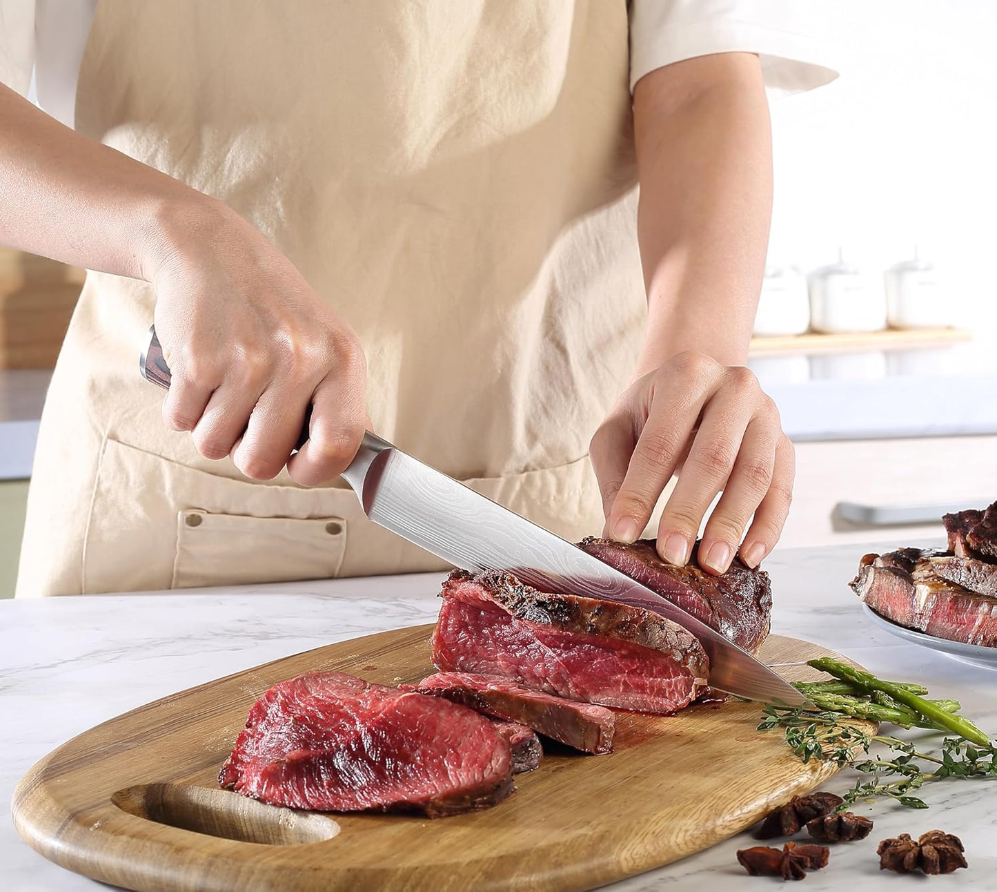 PAUDIN Carving Knife 8 inch, Ultra Sharp Brisket Slicing Knives, Premium Meat Cutting Knives German Stainless Steel, BBQ Knife with Ergonomic Handle, for Slicing Roast, Meats and Vegetables