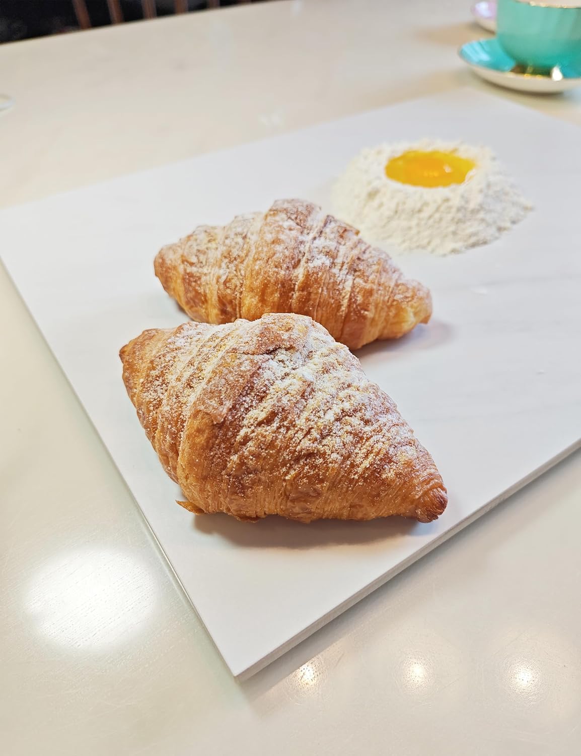 Multi-Purpose Pastry Marble Design Stone Tray Cutting Board Slab 16” x 12” with Non-Slip Feet,Stone Cheese Pastry Board,Marble Serving Tray, Heat Resistant, Easy to Clean (G16, 16 * 12)