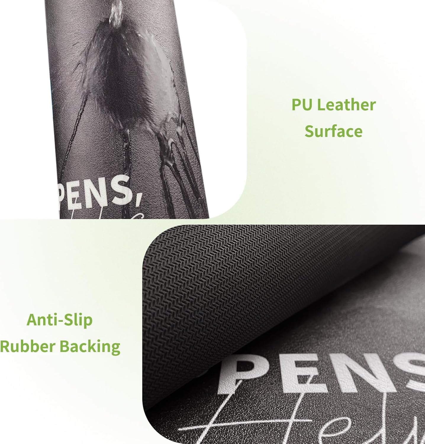 Matace Designer Coffee Bar Mat, Large 16 x 24 Inches, Rubber Backing, Absorbent Coffee Maker Mats for Dish Drying, Kitchen Countertop, Life Happens Coffee Helps, Black