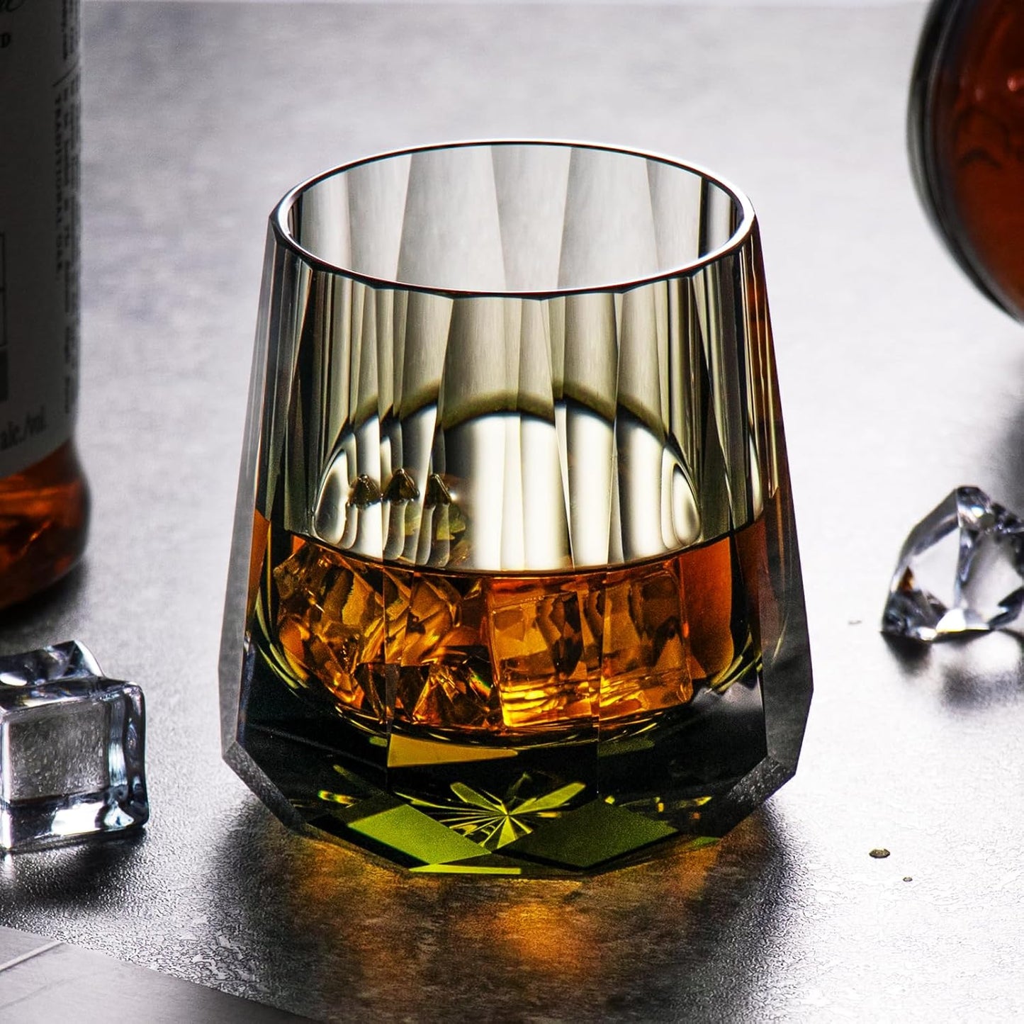 KAMMAK Crystal Whiskey Glasses Set of 2, Handcrafted 6.76oz Old Fashioned Glasses Stemless, Luxury Cocktail Glasses, Hand Blown Scotch Cup for Women, Men Gift for Rocks, Bourbon, Bar Barware