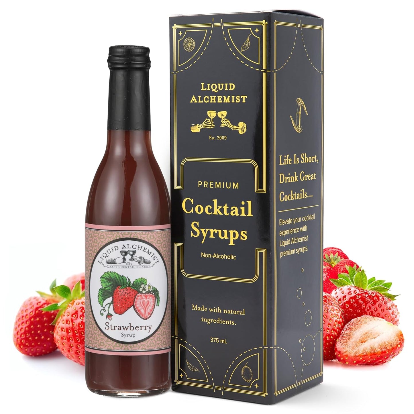 Liquid Alchemist Strawberry Syrup for Drinks - Real Ingredients Make our Strawberry Puree for Drinks a Perfect Margarita Mix - Our Flavored Syrup is Gluten & Dairy Free (12 oz)