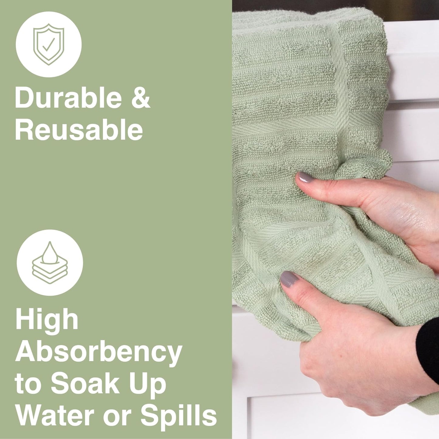 All-Clad Solid Kitchen Towels: Highly Absorbent, Super Soft Long Lasting - 100% Cotton, 17"x30" Tea Towels for Cleaning & Drying Dishes, Pans, Glassware, or Countertops, (2-Pack), Fennel