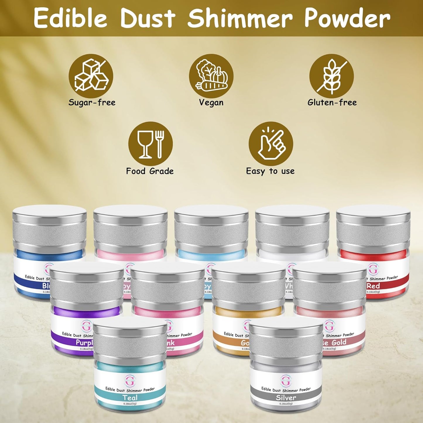 Glitter & Glitz Edible Glitter for Drinks - Premium Drink Glitter Edible Dust for Cocktails, Baking, Brew, Champagne - Luster Dust and Cocktail Glitter - Edible Glitter for Drinks Decoration (Blue, 5Grams)
