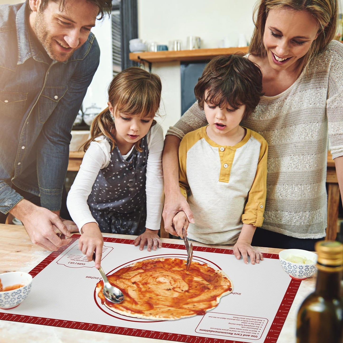 Silicone Baking Mat,Non Stick Pastry Dough Mat for Rolling, Macarons Baking Mat, Pie Crust Bread Pizza Mat, Counter Mat