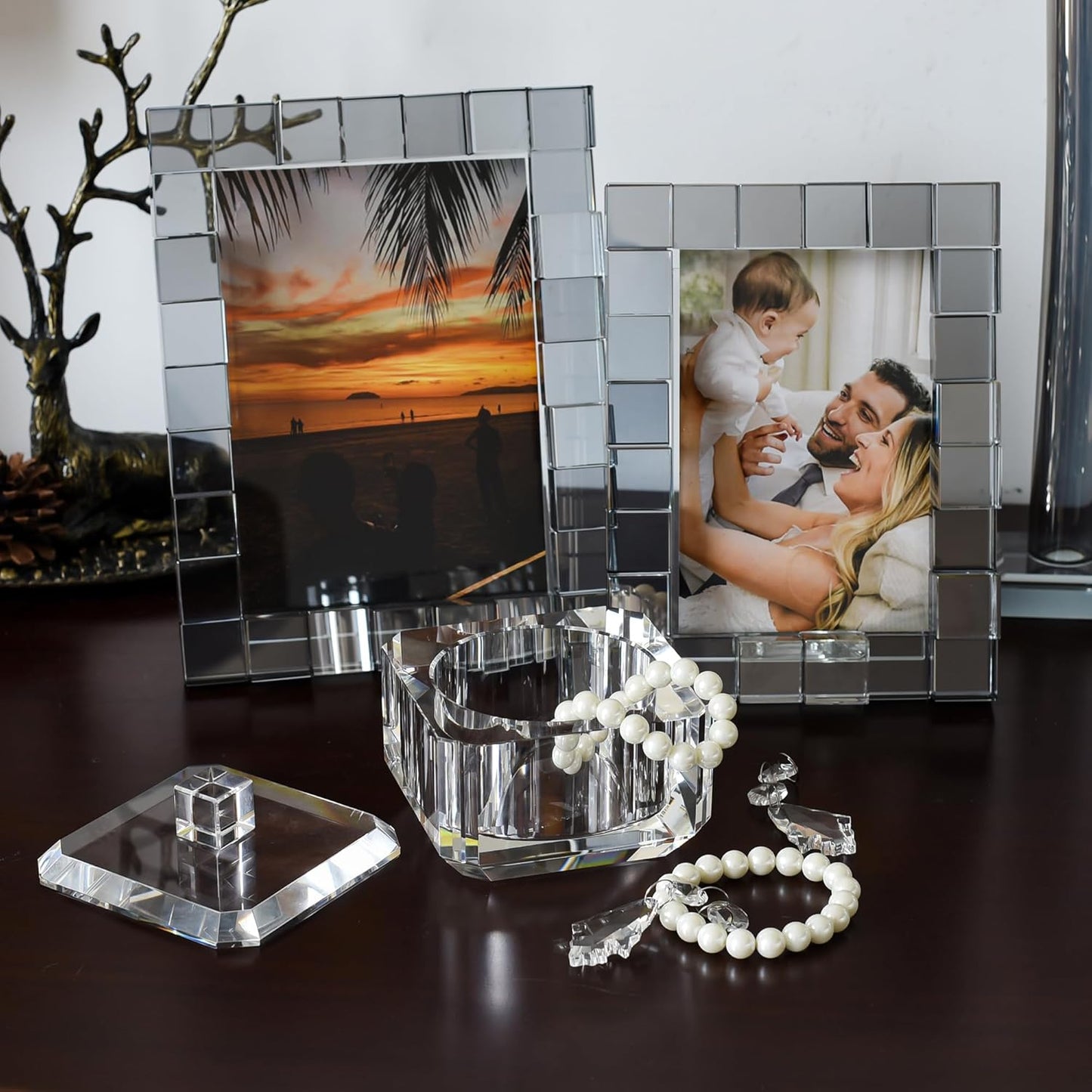 kitCom Crystal Candy Dish with Lid Hand-Cut Home Decorative Jewelry Box Candy Jar W 4" x H 3.5", Comes With Gift Box