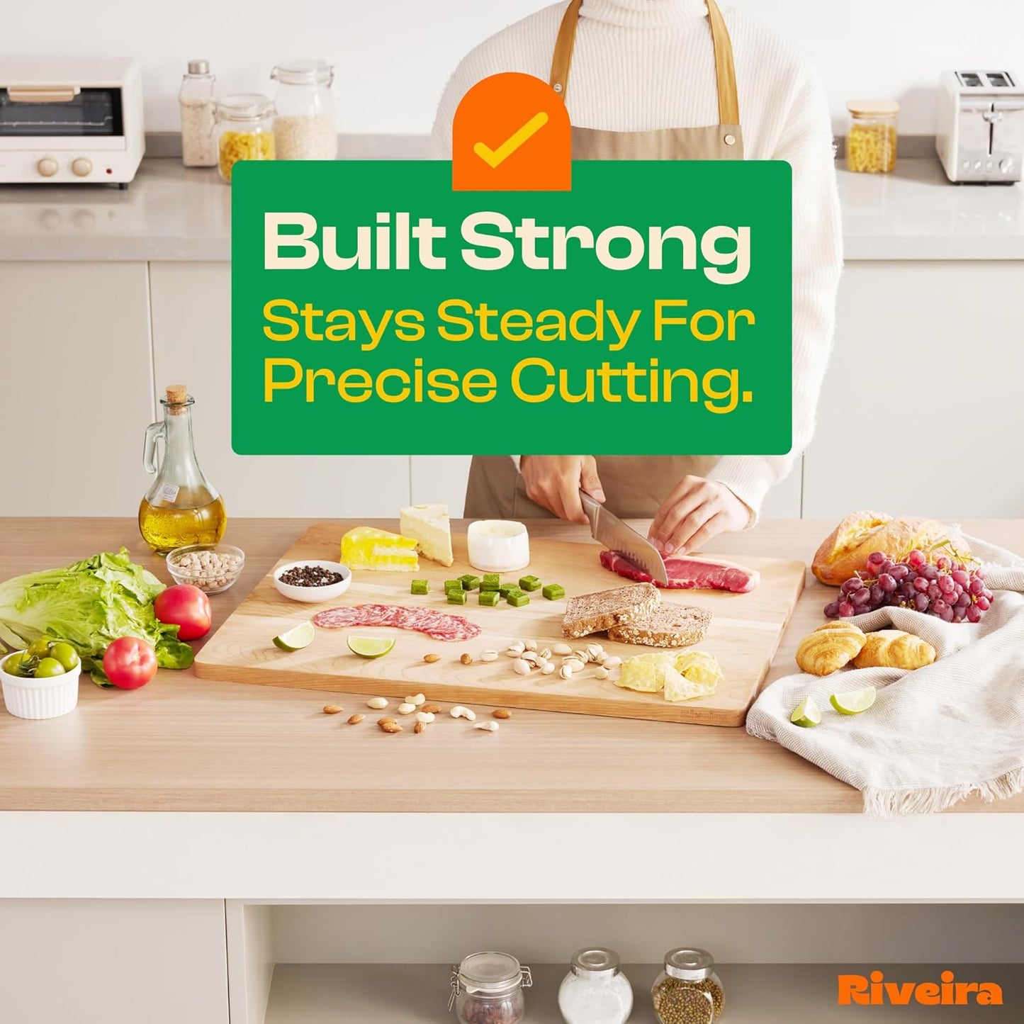 Riveira Cherry Wood Cutting Board – Gourmet Black Cherry Grandeur: 24 x 18 Wooden Cutting Board – Wooden Cutting Boards For Kitchen Decorative – Innovative Juice Grooves Cherry Wooden Chopping Board