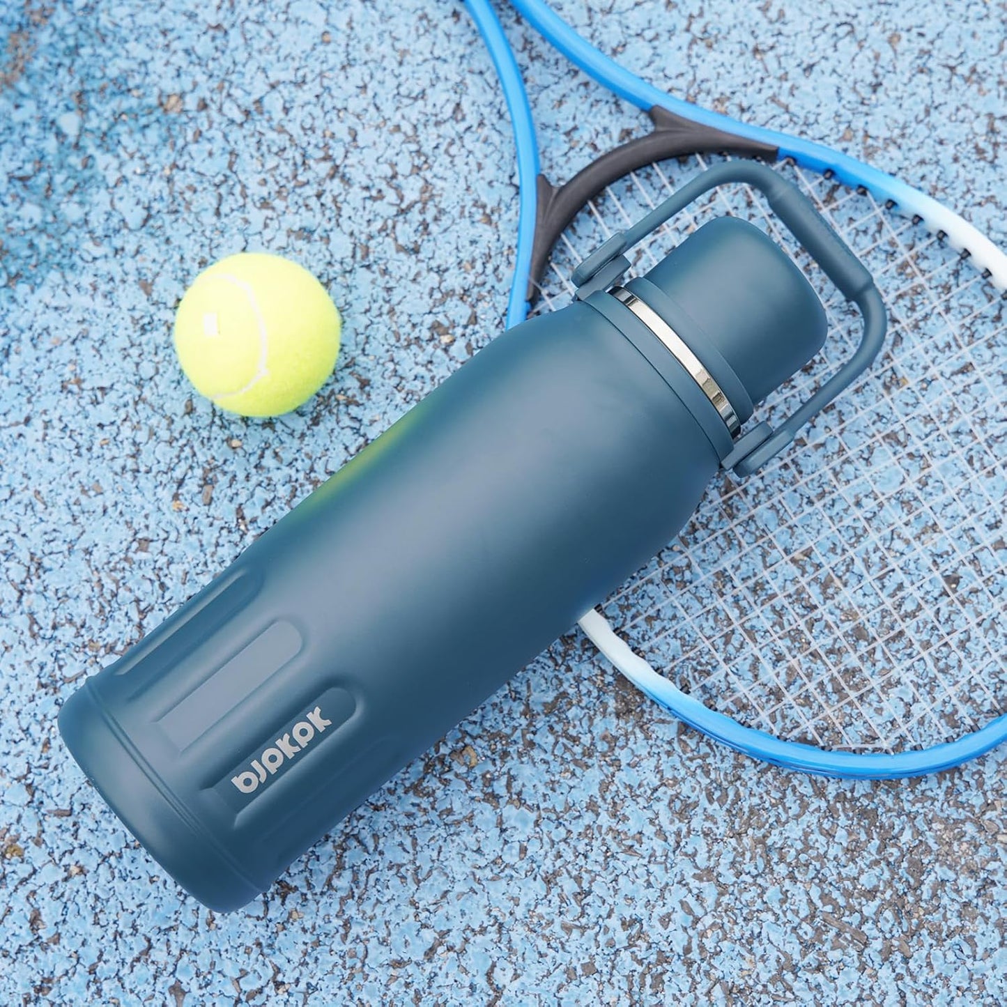 BJPKPK Insulated Water Bottle Leak Proof 27oz Stainless Steel Water Bottles with Handle and Lid Travel Metal Thermos,Black