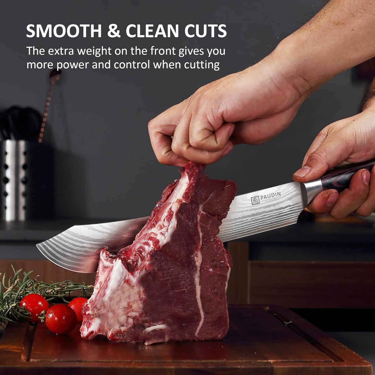 PAUDIN Butcher Knife, 10″ Bullnose Brisket Knife,Forged High Carbon German Steel, Ultra Sharp Edge for Meat Cutting, Ergonomic Handle Design