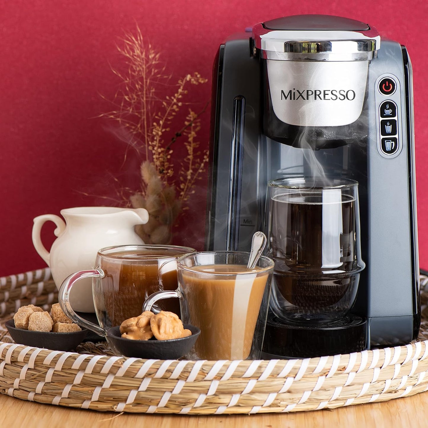 Mixpresso Single Serve K-Cup Coffee Maker With 4 Brew Sizes for 1.0 & 2.0 K-Cup Pods, Removable 45oz Water Tank, Quick Brewing with Auto Shut-Off, Rapid Brew Technology Gray Coffee Maker