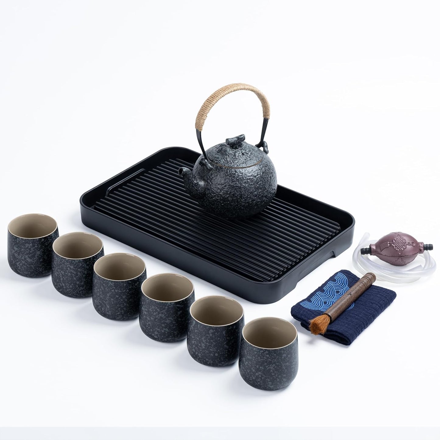 TEANAGOO Japanese Tea Set, Chinese Tea Sets, Porcelain Japanese Tea Cups, Chinese Gongfu Tea Set, Asian Tea Set for Adults, Japanese Teapot Set, 1 Teapot (700ml/25oz) + 6 Tea Cups(205ml/7.2oz), U1